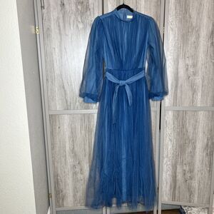 Carletta Dress Gown Maxi Tulle Evening Cocktail Gown Blue Color